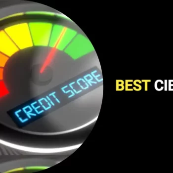 Gauge graphic indicating 'Best CIBIL Score' with needle in green zone.