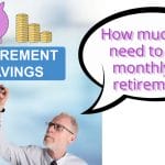 Man pondering retirement savings with graphics of piggy bank, coins, and a speech bubble question.