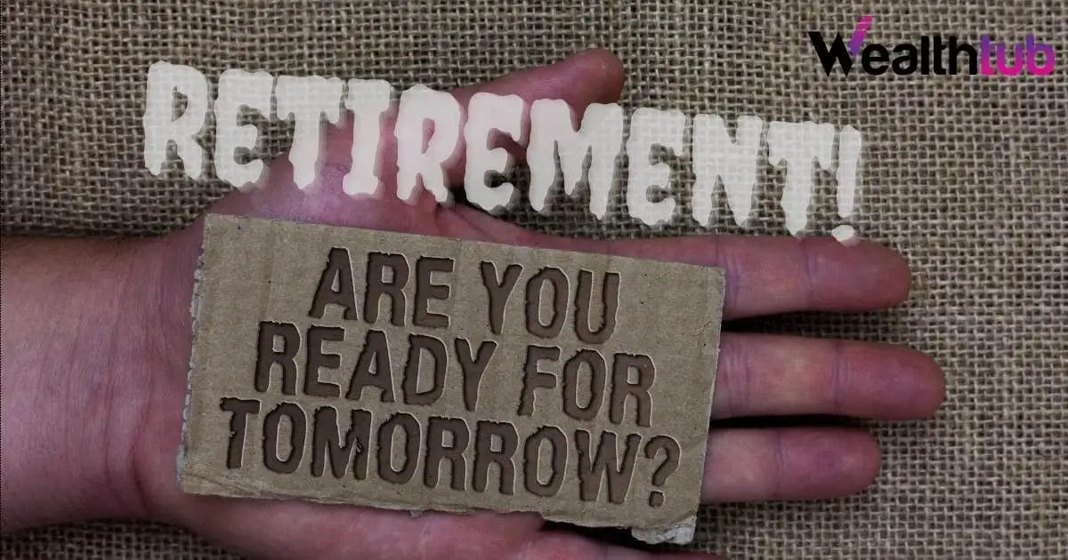 A hand holding a cardboard sign saying "ARE YOU READY FOR TOMORROW?" with "RETIREMENT" above in cut-out letters.